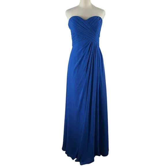 NWT Bill Levkoff 732 Chiffon Strapless Formal Maxi Dress Gown in Blue Size 10 - Picture 3 of 12